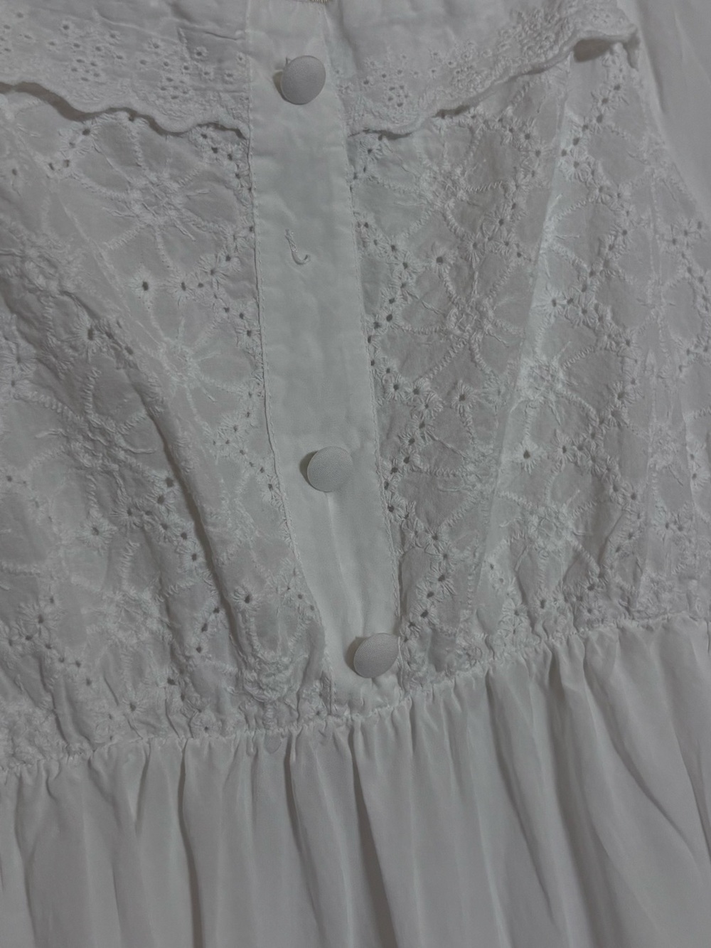 White Lace Bodice Maxi Night Gown/Day Dress Sz L - Picture 5 of 9
